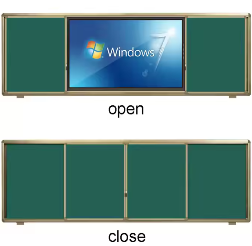 DigiCast security sliding shutter shown open with screen visible and closed for protection