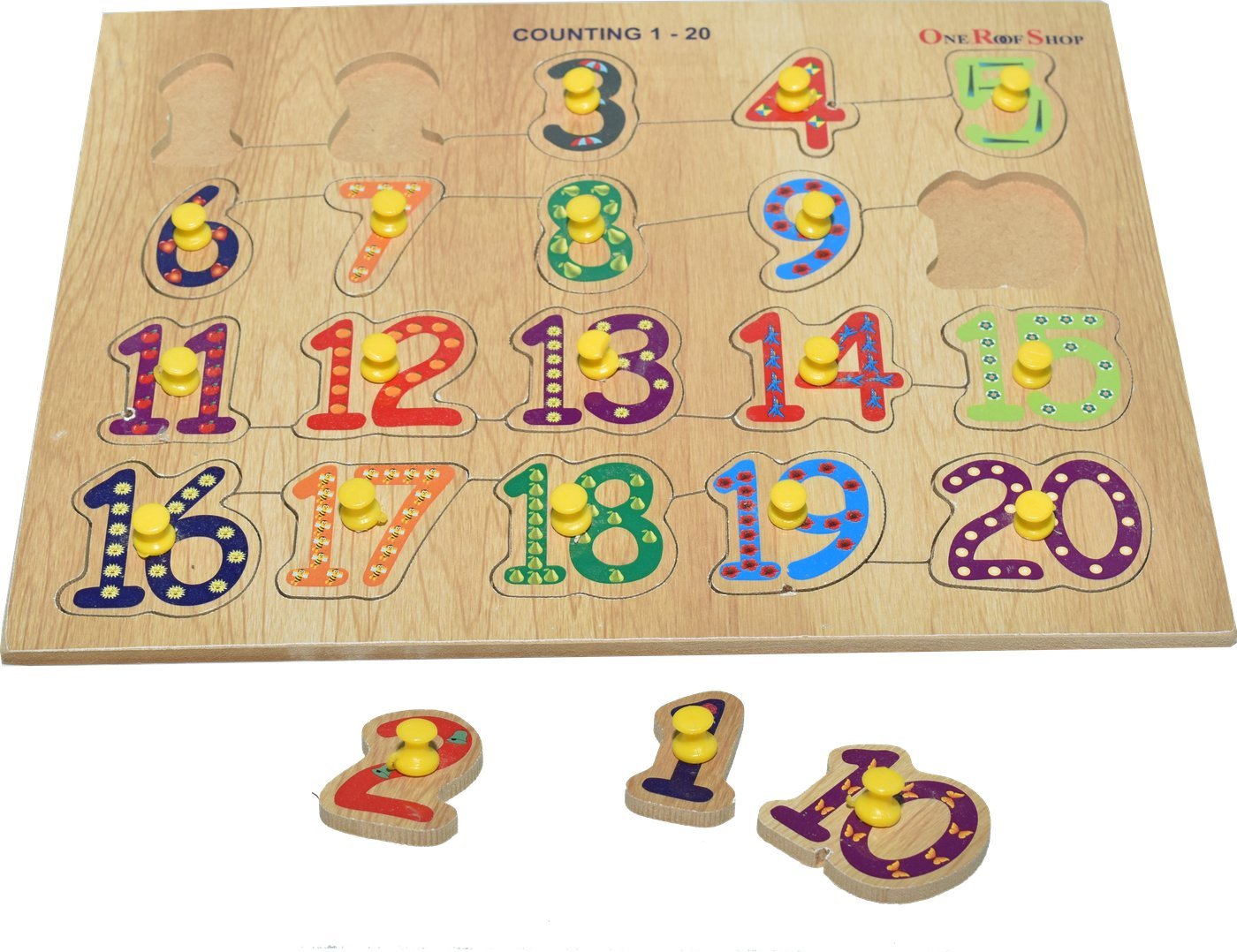 Wooden counting 1 to 20 number puzzle board